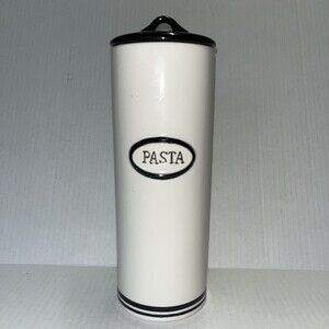 Home Spaghetti Canister, Distressed White Ceramic Farmhouse Tall